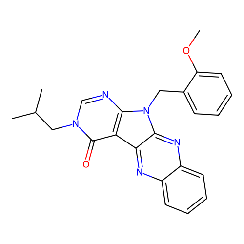 3-isobutyl-11-(2-methoxybenzyl)-3H-pyrimido[5',4':4,5]pyrrolo[2,3-b]quinoxalin-4(11H)-one structure