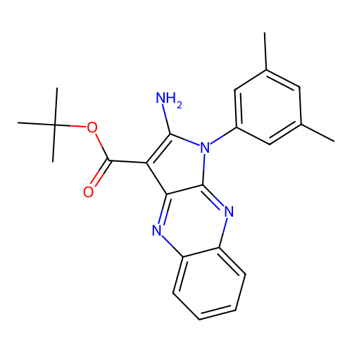 tert-butyl 2-amino-1-(3,5-dimethylphenyl)-1H-pyrrolo[2,3-b]quinoxaline-3-carboxylate structure