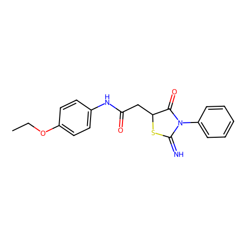 N-(4-ethoxyphenyl)-2-(2-imino-4-oxo-3-phenyl-1,3-thiazolidin-5-yl)acetamide structure