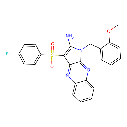 3-((4-fluorophenyl)sulfonyl)-1-(2-methoxybenzyl)-1H-pyrrolo[2,3-b]quinoxalin-2-amine structure