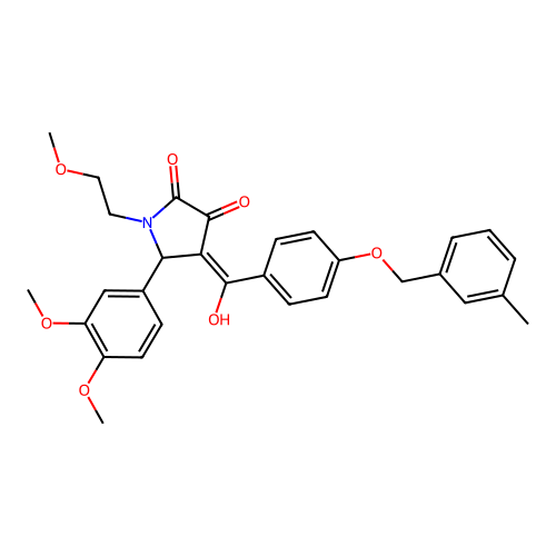 (4E)-5-(3,4-dimethoxyphenyl)-4-(hydroxy{4-[(3-methylbenzyl)oxy]phenyl}methylidene)-1-(2-methoxyethyl)pyrrolidine-2,3-dione structure