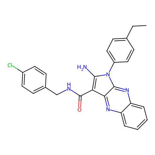 2-amino-N-(4-chlorobenzyl)-1-(4-ethylphenyl)-1H-pyrrolo[2,3-b]quinoxaline-3-carboxamide structure