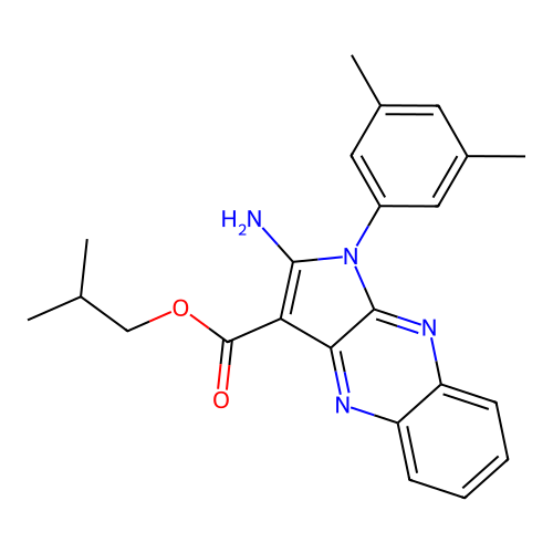 2-methylpropyl 2-amino-1-(3,5-dimethylphenyl)pyrrolo[3,2-b]quinoxaline-3-carboxylate structure