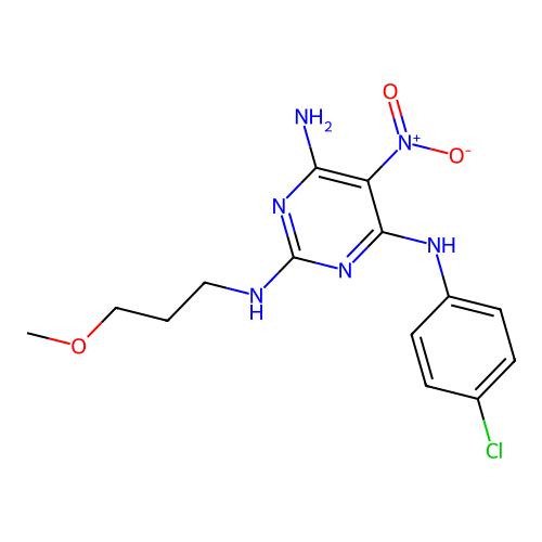 N4-(4-Chlorophenyl)-N2-(3-methoxypropyl)-5-nitropyrimidine-2,4,6-triamine structure