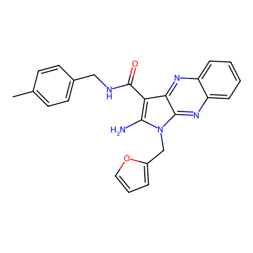 2-amino-1-(furan-2-ylmethyl)-N-(4-methylbenzyl)-1H-pyrrolo[2,3-b]quinoxaline-3-carboxamide structure