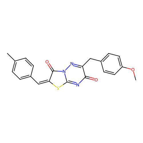 (E)-6-(4-methoxybenzyl)-2-(4-methylbenzylidene)-2H-thiazolo[3,2-b][1,2,4]triazine-3,7-dione structure