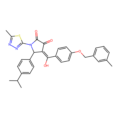 (4E)-4-(hydroxy{4-[(3-methylbenzyl)oxy]phenyl}methylidene)-1-(5-methyl-1,3,4-thiadiazol-2-yl)-5-[4-(propan-2-yl)phenyl]pyrrolidine-2,3-dione structure