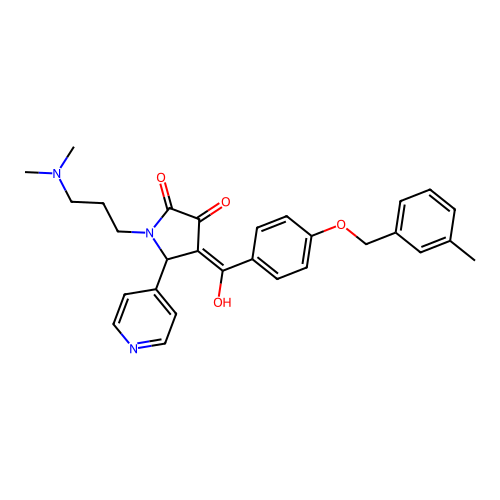 (4E)-1-[3-(dimethylamino)propyl]-4-(hydroxy{4-[(3-methylbenzyl)oxy]phenyl}methylidene)-5-(pyridin-4-yl)pyrrolidine-2,3-dione structure