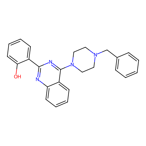 2-[4-(4-benzylpiperazin-1-yl)quinazolin-2-yl]phenol structure