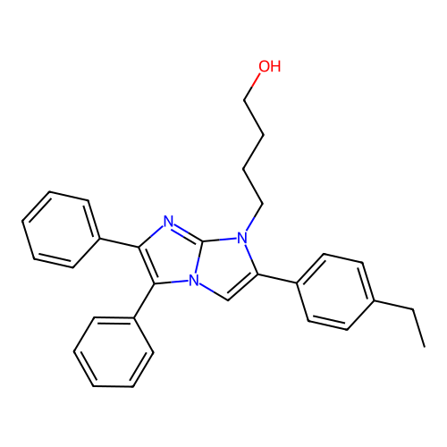 4-(2-(4-ethylphenyl)-5,6-diphenyl-1H-imidazo[1,2-a]imidazol-1-yl)butan-1-ol structure