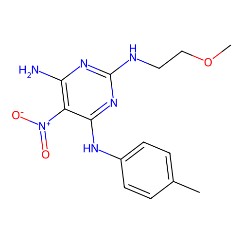 {6-Amino-2-[(2-methoxyethyl)amino]-5-nitropyrimidin-4-yl}(4-methylphenyl)amine structure