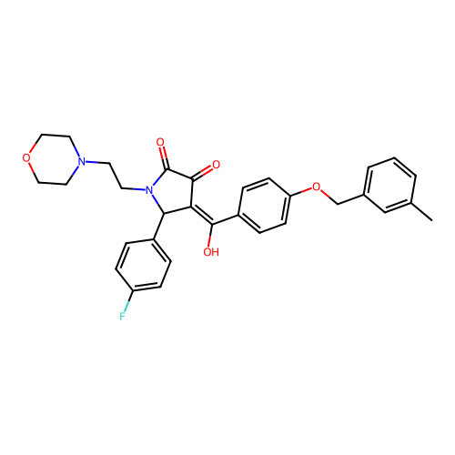 (4E)-5-(4-fluorophenyl)-4-(hydroxy{4-[(3-methylbenzyl)oxy]phenyl}methylidene)-1-[2-(morpholin-4-yl)ethyl]pyrrolidine-2,3-dione structure