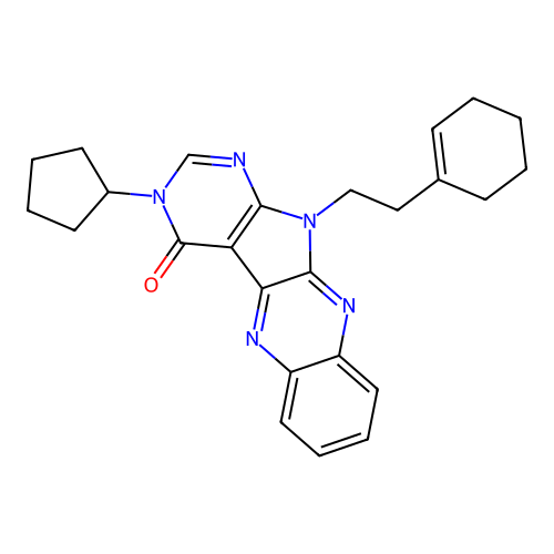 11-(2-(cyclohex-1-en-1-yl)ethyl)-3-cyclopentyl-3H-pyrimido[5',4':4,5]pyrrolo[2,3-b]quinoxalin-4(11H)-one structure