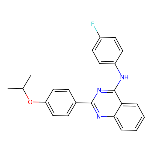 N-(4-fluorophenyl)-2-[4-(propan-2-yloxy)phenyl]quinazolin-4-amine structure