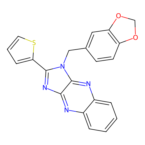 1-(1,3-benzodioxol-5-ylmethyl)-2-(thiophen-2-yl)-1H-imidazo[4,5-b]quinoxaline structure