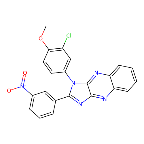 1-(3-chloro-4-methoxyphenyl)-2-(3-nitrophenyl)-1H-imidazo[4,5-b]quinoxaline structure