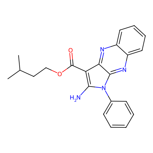 3-methylbutyl 2-amino-1-phenyl-1H-pyrrolo[2,3-b]quinoxaline-3-carboxylate structure