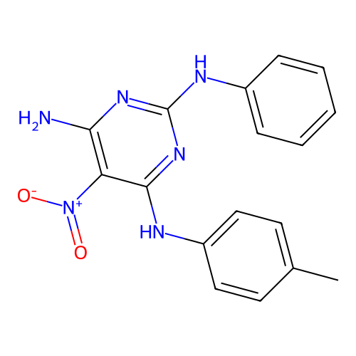 [6-Amino-5-nitro-2-(phenylamino)pyrimidin-4-yl](4-methylphenyl)amine structure