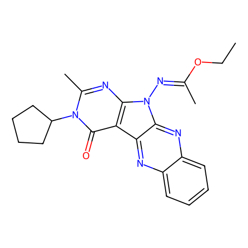 (E)-ethyl N-(3-cyclopentyl-2-methyl-4-oxo-3H-pyrimido[5',4':4,5]pyrrolo[2,3-b]quinoxalin-11(4H)-yl)acetimidate structure