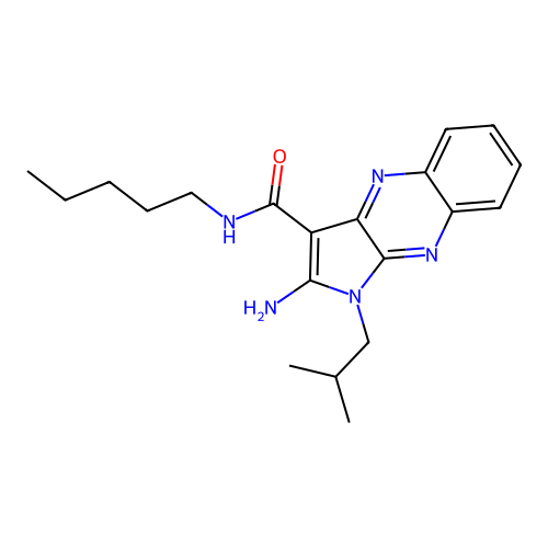 2-amino-1-(2-methylpropyl)-N-pentyl-1H-pyrrolo[2,3-b]quinoxaline-3-carboxamide structure