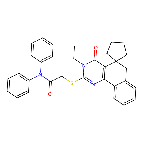 2-((3-ethyl-4-oxo-4,6-dihydro-3H-spiro[benzo[h]quinazoline-5,1'-cyclopentan]-2-yl)thio)-N,N-diphenylacetamide structure