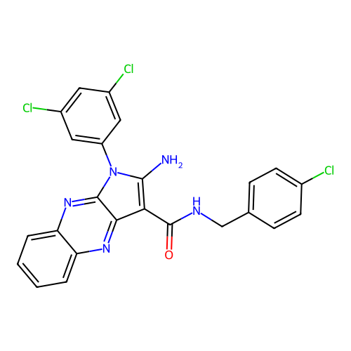 2-amino-N-(4-chlorobenzyl)-1-(3,5-dichlorophenyl)-1H-pyrrolo[2,3-b]quinoxaline-3-carboxamide structure