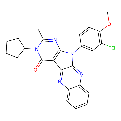11-(3-chloro-4-methoxyphenyl)-3-cyclopentyl-2-methyl-3H-pyrimido[5',4':4,5]pyrrolo[2,3-b]quinoxalin-4(11H)-one structure