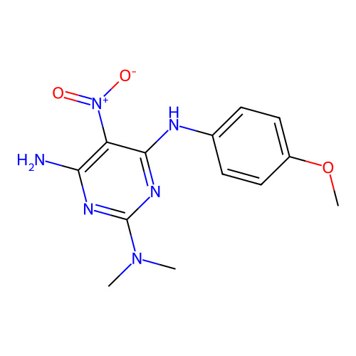 {4-Amino-6-[(4-methoxyphenyl)amino]-5-nitropyrimidin-2-yl}dimethylamine structure