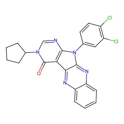 3-cyclopentyl-11-(3,4-dichlorophenyl)-3,11-dihydro-4H-pyrimido[5',4':4,5]pyrrolo[2,3-b]quinoxalin-4-one structure