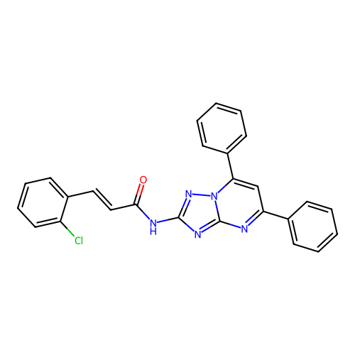 (E)-3-(2-chlorophenyl)-N-(5,7-diphenyl-[1,2,4]triazolo[1,5-a]pyrimidin-2-yl)acrylamide structure