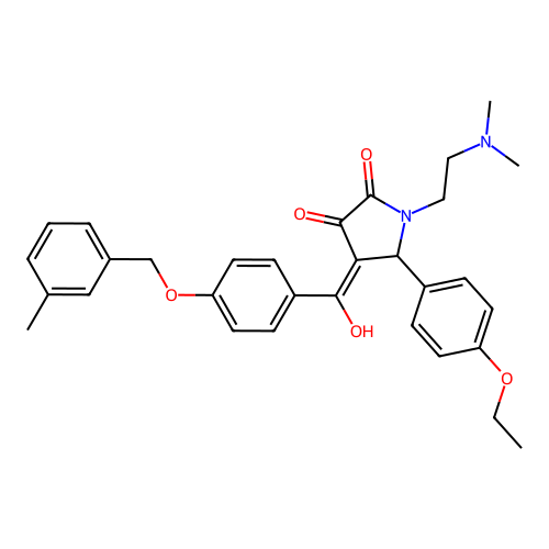 (4E)-1-(2-dimethylaminoethyl)-5-(4-ethoxyphenyl)-4-[hydroxy-[4-[(3-methylphenyl)methoxy]phenyl]methylidene]pyrrolidine-2,3-dione structure