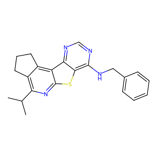 N-benzyl-4-(propan-2-yl)-2,3-dihydro-1H-cyclopenta[4',5']pyrido[3',2':4,5]thieno[3,2-d]pyrimidin-7-amine structure
