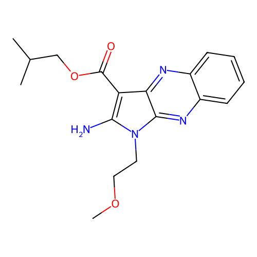 isobutyl 2-amino-1-(2-methoxyethyl)-1H-pyrrolo[2,3-b]quinoxaline-3-carboxylate structure