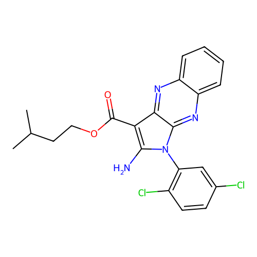 3-methylbutyl 2-amino-1-(2,5-dichlorophenyl)-1H-pyrrolo[2,3-b]quinoxaline-3-carboxylate structure