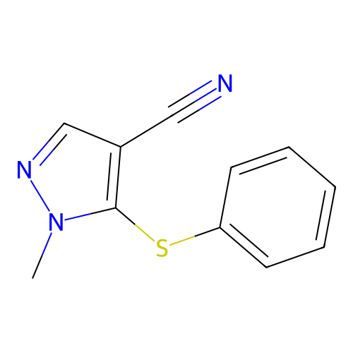 1H-Pyrazole-4-carbonitrile, 1-methyl-5-(phenylthio)- structure