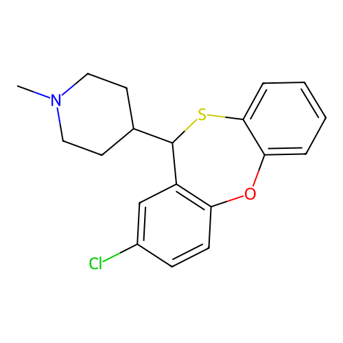 4-(2-chloro-11H-dibenzo[b,f][1,4]oxathiepin-11-yl)-1-methylpiperidine structure