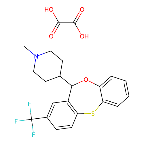 8-Trifluoromethyl-6-(1-methyl-4-piperidyl)-6H-dibenz(b,e)-1,4-oxathiepin hydrogen oxalate structure