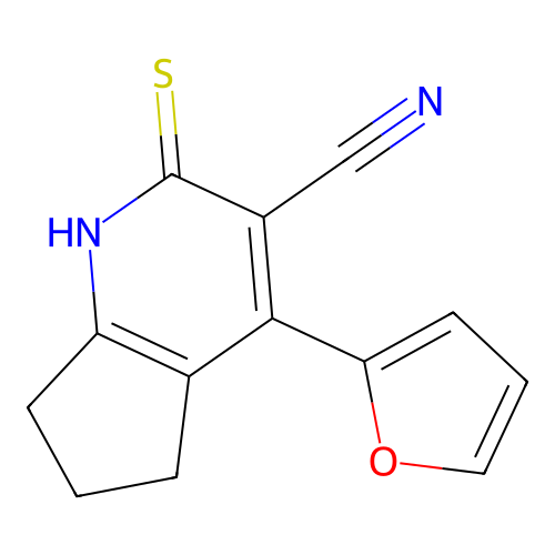 4-(furan-2-yl)-2-sulfanyl-5H,6H,7H-cyclopenta[b]pyridine-3-carbonitrile structure