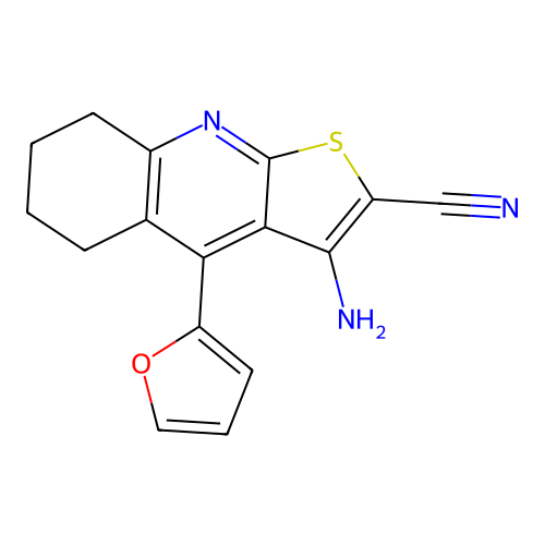 3-Amino-4-(furan-2-yl)-5,6,7,8-tetrahydrothieno[2,3-b]quinoline-2-carbonitrile structure