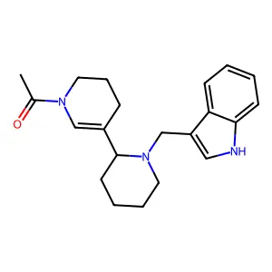 Pyridine, 1-acetyl-1,2,3,4-tetrahydro-5-(1-(1H-indol-3-ylmethyl)-2-piperidinyl)- structure