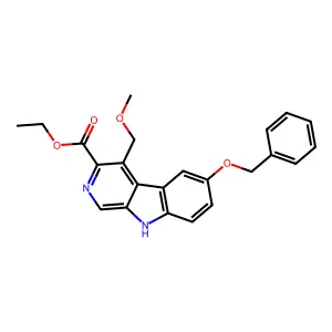 Ethyl 4-(methoxymethyl)-6-(phenylmethoxy)-9H-pyrido(3,4-b)indole-3-carboxylate structure