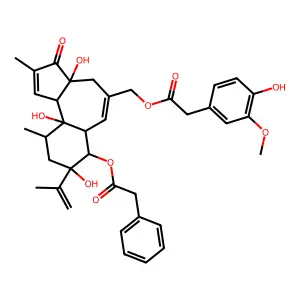 [(3aR,6aS,7R,8R,10R,10aR,10bS)-3a,8,10a-trihydroxy-5-[[2-(4-hydroxy-3-methoxyphenyl)acetyl]oxymethyl]-2,10-dimethyl-3-oxo-8-prop-1-en-2-yl-4,6a,7,9,10,10b-hexahydrobenzo[e]azulen-7-yl] 2-phenylacetate structure