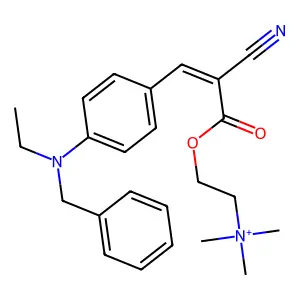 2-[3-[4-[benzyl(ethyl)amino]phenyl]-2-cyanoprop-2-enoyl]oxyethyl-trimethylazanium structure
