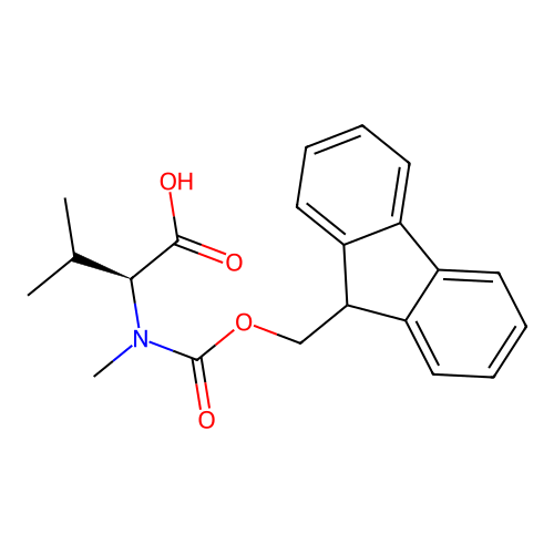 (2S)-2-((((9H-fluoren-9-yl)methoxy)carbonyl)(methyl)amino)-3-methylbutanoic acid structure