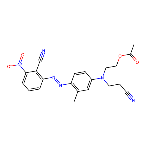 2-((4-((2-Cyano-3-nitrophenyl)azo)-m-tolyl)(2-cyanoethyl)amino)ethyl acetate structure