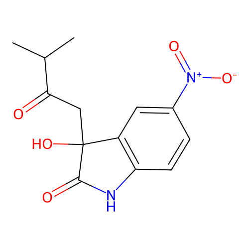 3-Hydroxy-3-(3-methyl-2-oxobutyl)-5-nitro-1,3-dihydro-2H-indol-2-one structure