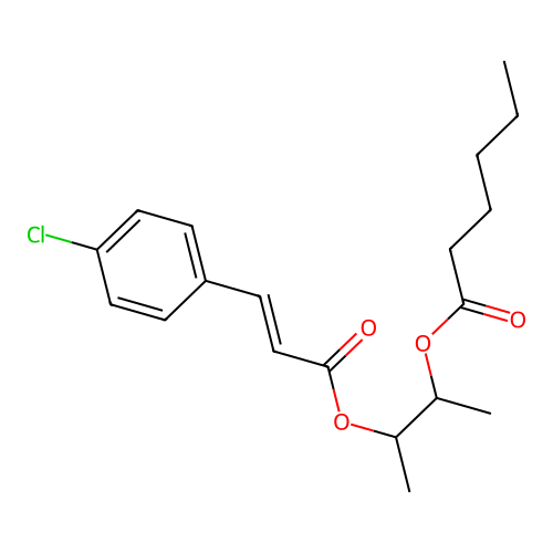 Hexanoic acid, 2-((3-(4-chlorophenyl)-1-oxo-2-propenyl)oxy)-1-methylpropyl ester structure