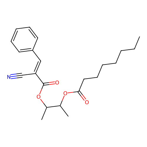 Octanoic acid, 2-((2-cyano-1-oxo-3-phenyl-2-propenyl)oxy)-1-methylpropyl ester structure