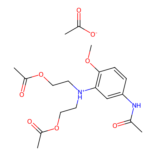 (5-Acetamido-2-methoxyphenyl)bis(2-acetoxyethyl)ammonium acetate structure