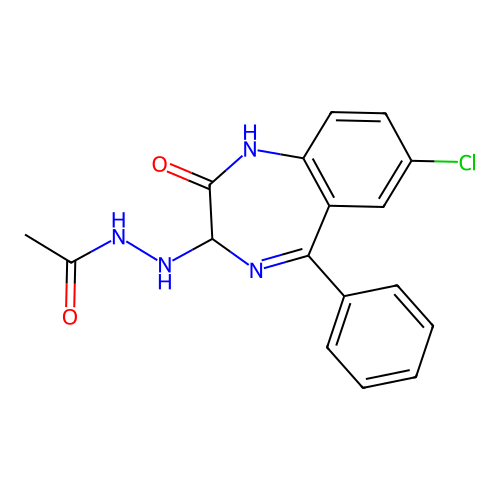 7-Chloro-5-phenyl-3-acetylhydrazino-2,3-dihydro-1H-1,4-benzodiazepin-2-one structure